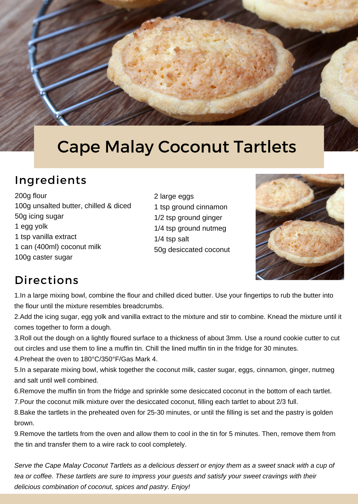 Cape Malay Coconut Tartlets Recipe Cape Malay Coconut Tartlets Recipe